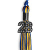 Royal Blue/Gold Mixed Color Graduation Tassel with Black Bling Charm by Wholesale Grad Supply