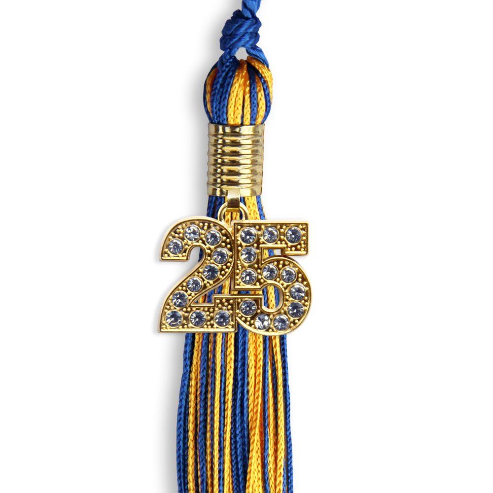 Royal Blue/Gold Mixed Color Graduation Tassel with Gold Bling Charm by Wholesale Grad Supply