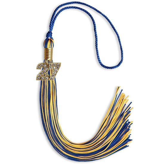 Royal Blue/Gold Mixed Color Graduation Tassel with Gold Bling Charm by Wholesale Grad Supply