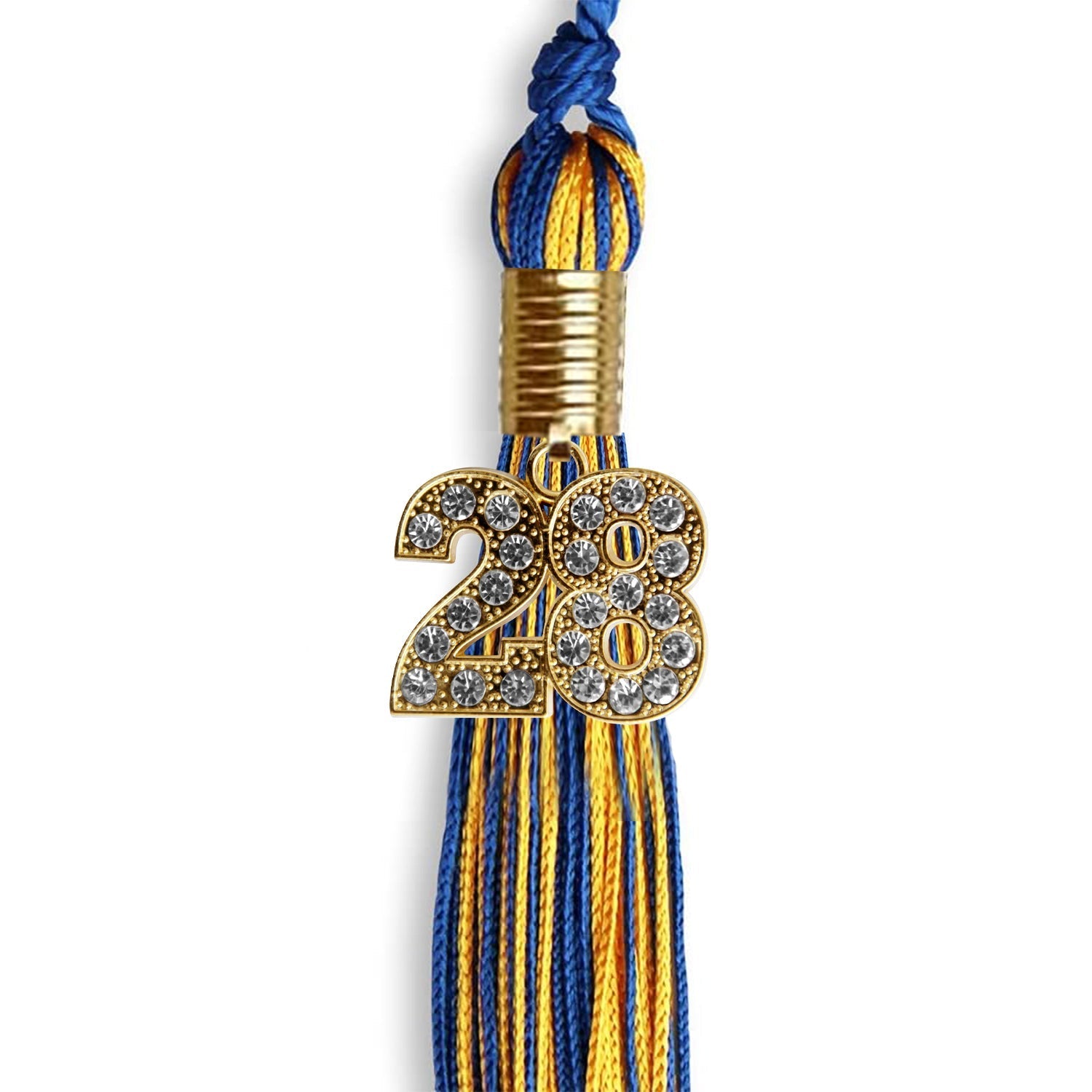 Royal Blue/Gold Mixed Color Graduation Tassel with Gold Bling Charm by Wholesale Grad Supply