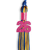 Royal Blue/Gold Mixed Color Graduation Tassel with Pink Bling Charm by Wholesale Grad Supply
