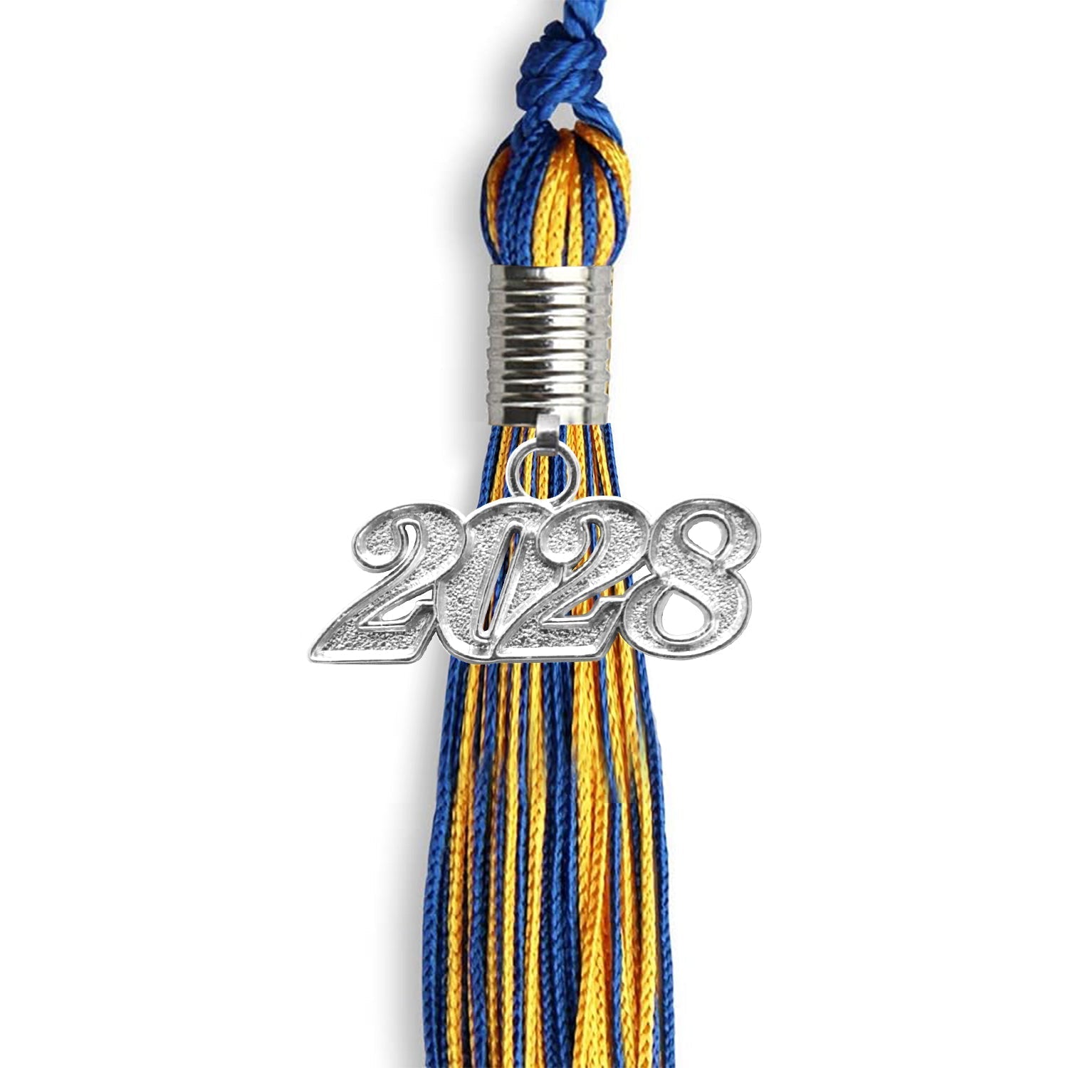 Royal Blue/Gold Mixed Color Graduation Tassel with Silver Bling Charm by Wholesale Grad Supply