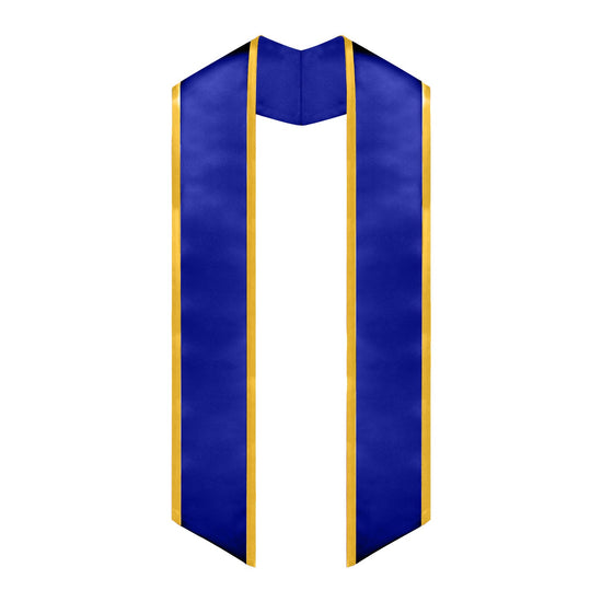 Royal Blue/Gold Plain Graduation Stole with Trim Color & Angled End by Wholesale Grad Supply