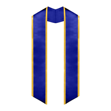 Royal Blue/Gold Plain Graduation Stole with Trim Color & Angled End by Wholesale Grad Supply