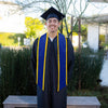 Royal Blue/Gold Plain Graduation Stole with Trim Color & Angled End by Wholesale Grad Supply