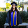 Royal Blue/Gold Plain Graduation Stole with Trim Color & Classic End by Wholesale Grad Supply