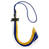 Royal Blue/Gold/White Graduation Tassel with Black Bling Charm by Wholesale Grad Supply