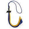 Royal Blue/Gold/White Graduation Tassel with Black Bling Charm by Wholesale Grad Supply