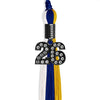 Royal Blue/Gold/White Graduation Tassel with Black Bling Charm by Wholesale Grad Supply