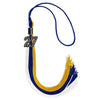 Royal Blue/Gold/White Graduation Tassel with Black Bling Charm by Wholesale Grad Supply