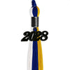 Royal Blue/Gold/White Graduation Tassel with Black Bling Charm by Wholesale Grad Supply