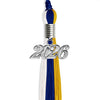 Royal Blue/Gold/White Graduation Tassel with Silver Bling Charm by Wholesale Grad Supply