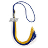 Royal Blue/Gold/White Graduation Tassel with Silver Bling Charm by Wholesale Grad Supply