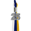 Royal Blue/Gold/White Graduation Tassel with Silver Bling Charm by Wholesale Grad Supply