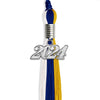 Royal Blue/Gold/White Graduation Tassel with Silver Bling Charm by Wholesale Grad Supply