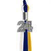 Royal Blue/Gold/White Graduation Tassel with Silver Bling Charm by Wholesale Grad Supply