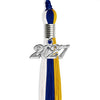 Royal Blue/Gold/White Graduation Tassel with Silver Bling Charm by Wholesale Grad Supply