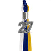 Royal Blue/Gold/White Graduation Tassel with Silver Bling Charm by Wholesale Grad Supply
