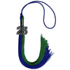 Royal Blue/Green Graduation Tassel with Black Bling Charm by Wholesale Grad Supply