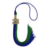 Royal Blue/Green Graduation Tassel with Gold Bling Charm by Wholesale Grad Supply