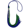 Royal Blue/Green Graduation Tassel with Silver Stacked Date Drop by Wholesale Grad Supply
