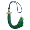 Royal Blue/Green Mixed Color Graduation Tassel with Gold Bling Charm by Wholesale Grad Supply