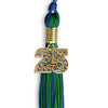 Royal Blue/Green Mixed Color Graduation Tassel with Gold Bling Charm by Wholesale Grad Supply