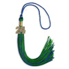 Royal Blue/Green Mixed Color Graduation Tassel with Gold Bling Charm by Wholesale Grad Supply