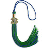 Royal Blue/Green Mixed Color Graduation Tassel with Gold Bling Charm by Wholesale Grad Supply