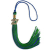 Royal Blue/Green Mixed Color Graduation Tassel with Gold Bling Charm by Wholesale Grad Supply