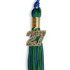 Royal Blue/Green Mixed Color Graduation Tassel with Gold Bling Charm by Wholesale Grad Supply