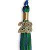 Royal Blue/Green Mixed Color Graduation Tassel with Gold Bling Charm by Wholesale Grad Supply