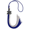 Royal Blue/Grey Graduation Tassel with Black Bling Charm by Wholesale Grad Supply