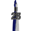 Royal Blue/Grey Graduation Tassel with Black Bling Charm by Wholesale Grad Supply