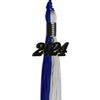 Royal Blue/Grey Graduation Tassel with Black Bling Charm by Wholesale Grad Supply