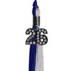 Royal Blue/Grey Graduation Tassel with Black Bling Charm by Wholesale Grad Supply