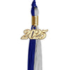 Royal Blue/Grey Graduation Tassel with Gold Bling Charm by Wholesale Grad Supply