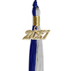 Royal Blue/Grey Graduation Tassel with Gold Bling Charm by Wholesale Grad Supply