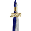 Royal Blue/Grey Graduation Tassel with Gold Bling Charm by Wholesale Grad Supply