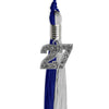Royal Blue/Grey Graduation Tassel with Silver Bling Charm by Wholesale Grad Supply