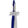 Royal Blue/Grey Graduation Tassel with Silver Bling Charm by Wholesale Grad Supply