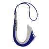 Royal Blue/Grey Graduation Tassel with Silver Stacked Date Drop by Wholesale Grad Supply