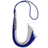 Royal Blue/Grey Graduation Tassel with Silver Stacked Date Drop by Wholesale Grad Supply