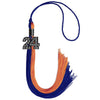 Royal Blue/Orange Graduation Tassel with Black Bling Charm by Wholesale Grad Supply