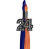 Royal Blue/Orange Graduation Tassel with Black Bling Charm by Wholesale Grad Supply