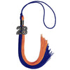 Royal Blue/Orange Graduation Tassel with Black Bling Charm by Wholesale Grad Supply