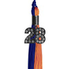 Royal Blue/Orange Graduation Tassel with Black Bling Charm by Wholesale Grad Supply