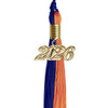 Royal Blue/Orange Graduation Tassel with Gold Bling Charm by Wholesale Grad Supply