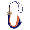 Royal Blue/Orange Graduation Tassel with Gold Bling Charm by Wholesale Grad Supply