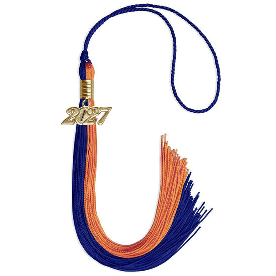 Royal Blue/Orange Graduation Tassel with Gold Bling Charm by Wholesale Grad Supply